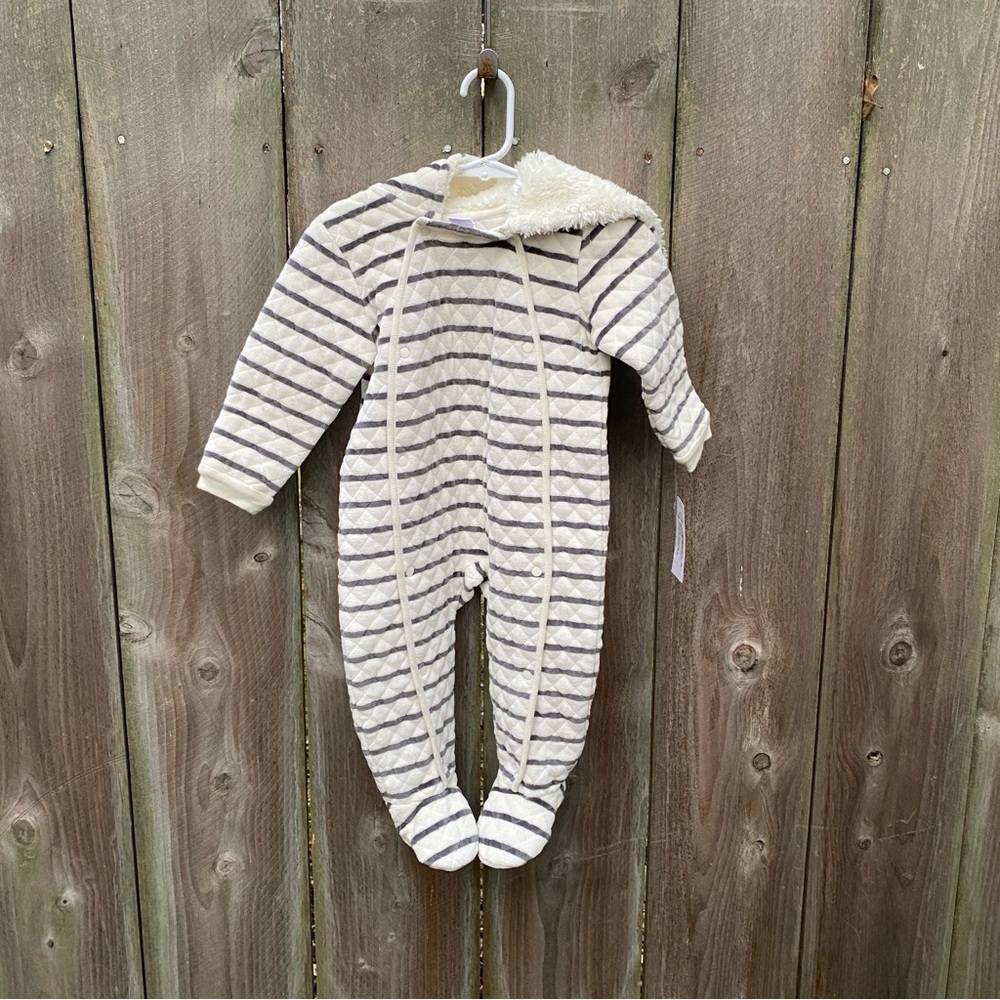 NWT Striped Cotton Blend Hooded Bunting 12 Months‎